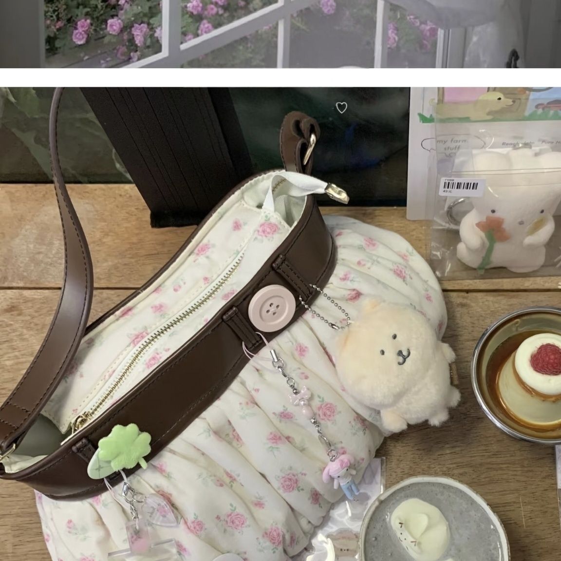 小花柄 脇下バッグ