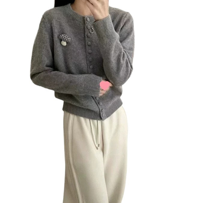 クルーネック ニット カーディガン