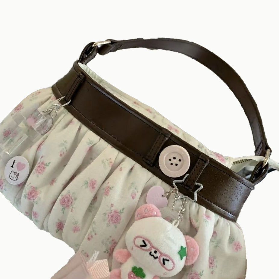 小花柄 脇下バッグ
