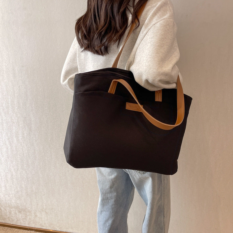 キャンバス 仕切りポケット トートバッグ