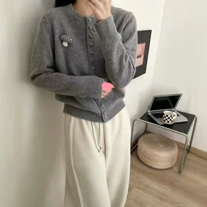 クルーネック ニット カーディガン